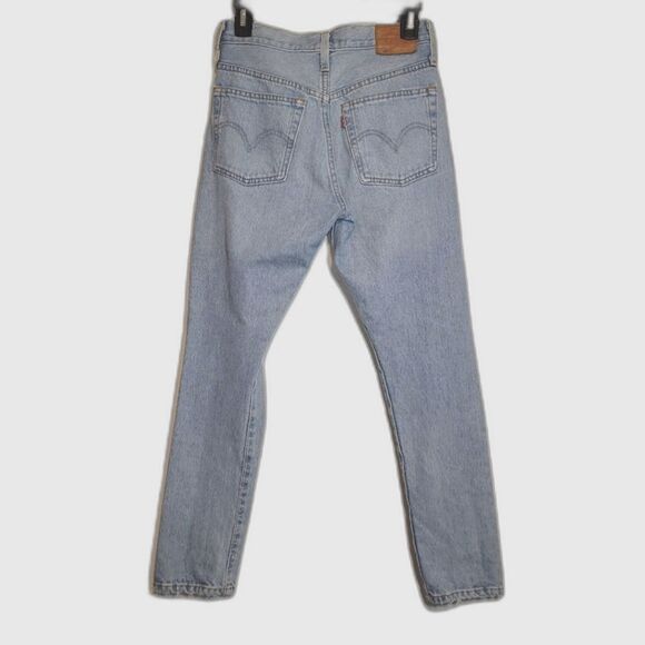 Levi's 501 Skinny Button Fly Distressed Jeans Small 27 - Picture 2 of 13